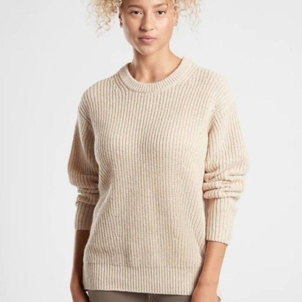 Athleta Cascades Crew Sweater In Coconut Ivory Size M